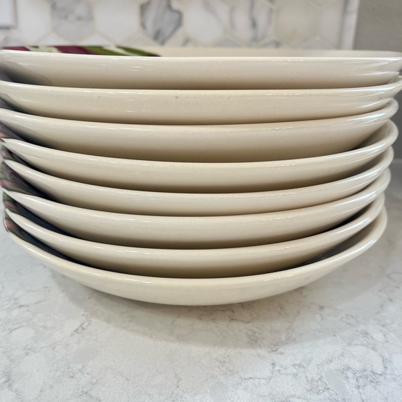 Crate and Barrel 9.5” Floral Artichoke Ceramic Bowls - Set of 8 - Picture 6 of 9